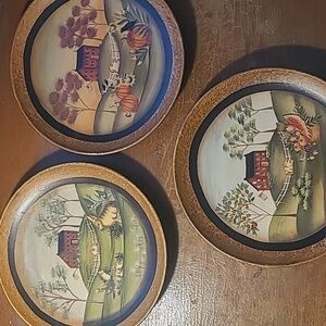 Set of Three Primitive Decorative Plates
